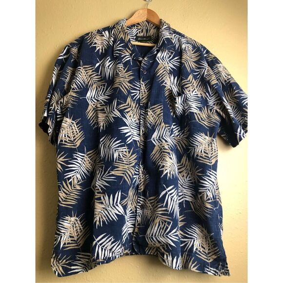 Eddie a Bauer abstract Hawaii Tree  Leaves Men’s Shirt Size XL - Picture 1 of 9